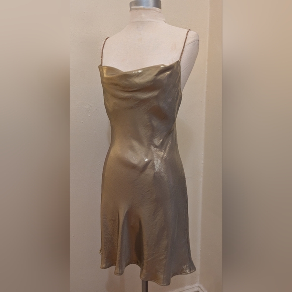 COPY - ZARA METALLIC MINI DRESS WITH RHINESTONE STRAPS - Size XS - Picture 5 of 11